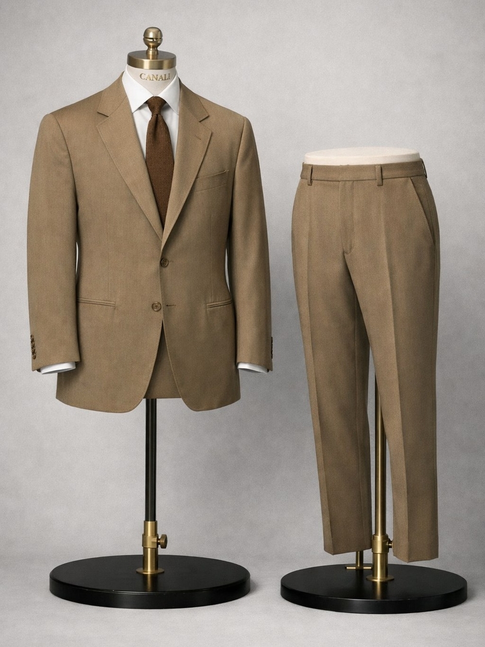 Canali Men's Tan Single-Breasted Suit Jacket And Trousers 2 Peice